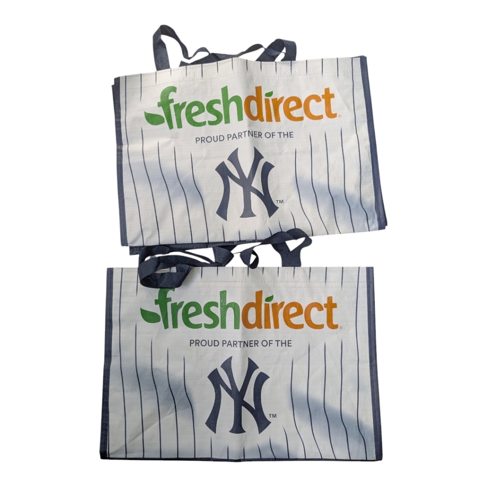 Two New York Yankees Fresh Direct grocery shopping bags